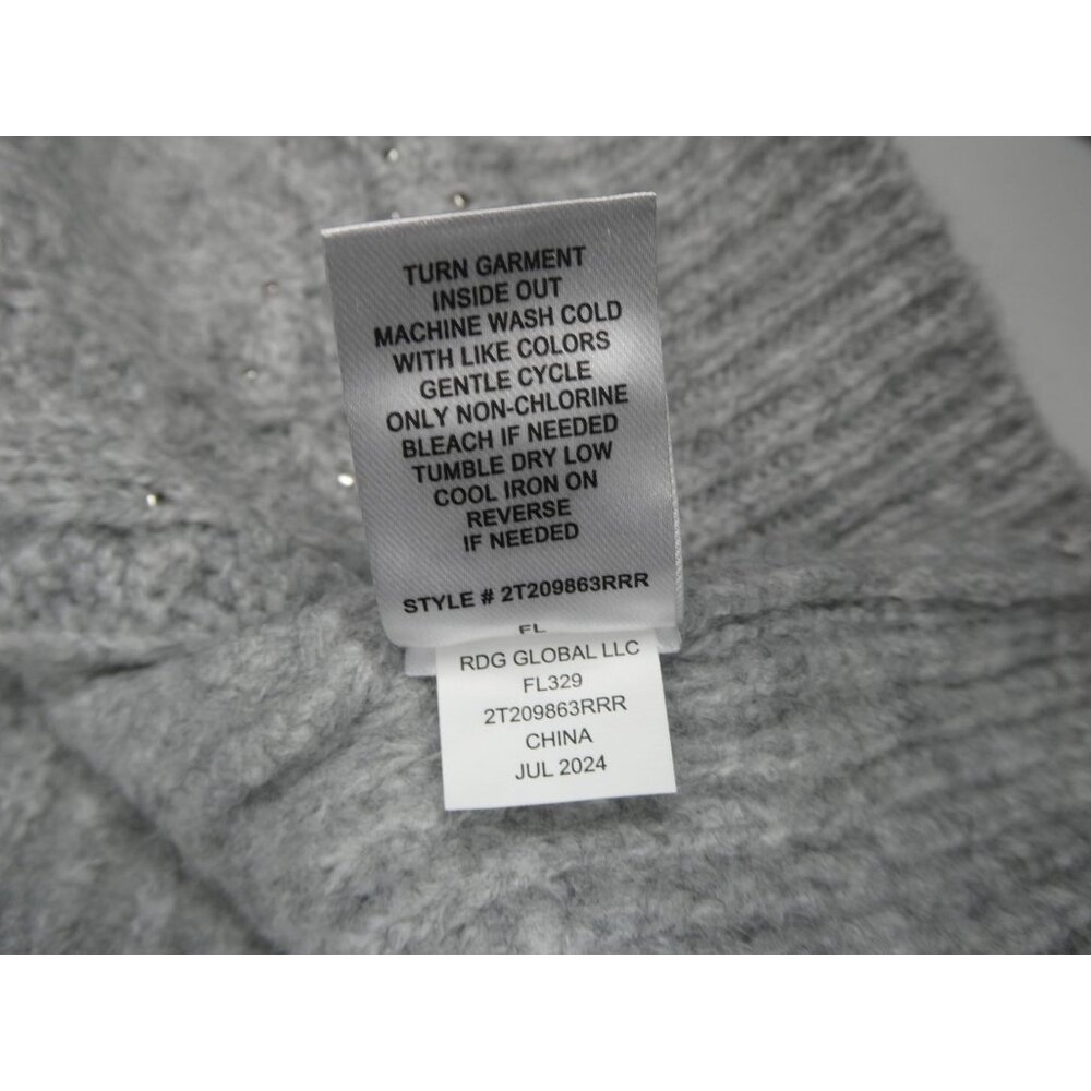 Rachel Roy Grey Pearl-Studded Women's Crew Sweater Size XL - Picture 7 of 8